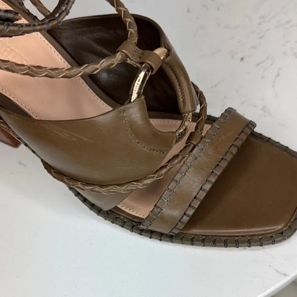 Ulla Johnson Leather Sandals Whipstitch Trim Multi Strap Ankle‎ - 40 / 9.5-10 - Picture 5 of 16